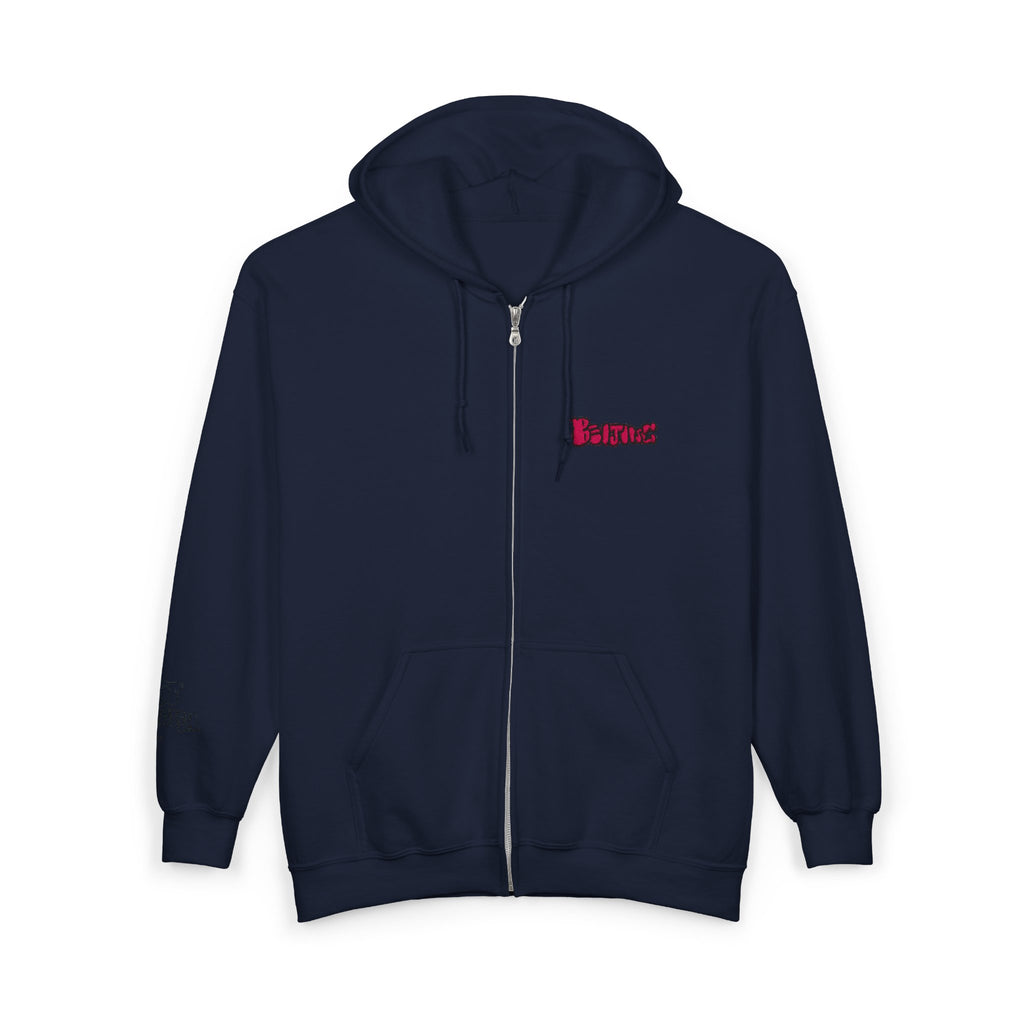 Beijing Embroidered Full Zip Hooded Sweatshirt
